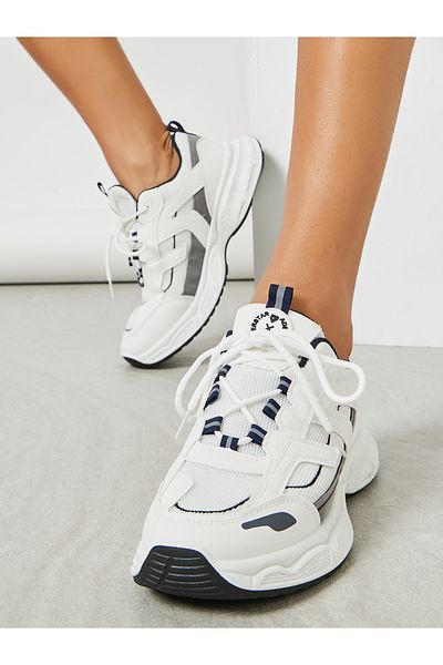 Styli Stitch Detail Front Lace Up Chunky Sneakers