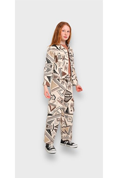 Escabel LIMI Girl's Gabardine Jacket and Trousers Set - Patterned