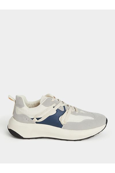 Styli Contrast Panel Lace-Up Sneakers