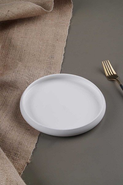 ACAR 20 cm Bianco Perla Porcelain Round Plate - 6 Pieces