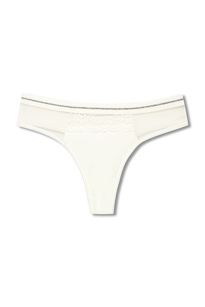 HNX Lace and Tulle Detailed 2 Piece Women's Thong Set