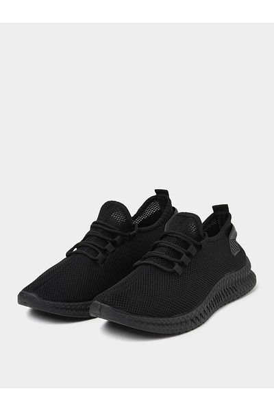 Styli Knit Slip On Lace Up Sneakers with Back Strap