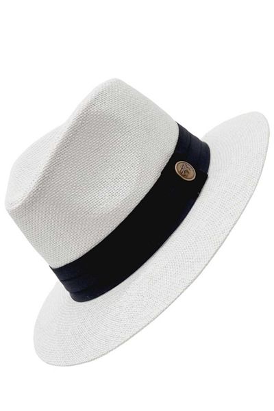 Mood Agenda Unisex Μαύρο Ψάθινο Καπέλο Fedora - Λεπτομερές ρίγες