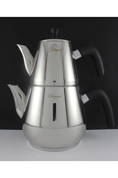 Arzu Çelik Siyah Elegant Topaç Mini Boy Çaydanlık Takımı Demlik: 0.75 lt. Sul...