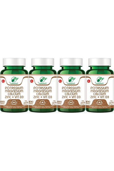 Yurdavit 4x100 قرص كالسيوم، مغنيسيوم، بوتاسيوم، كالوم زنك وفيتامين د3