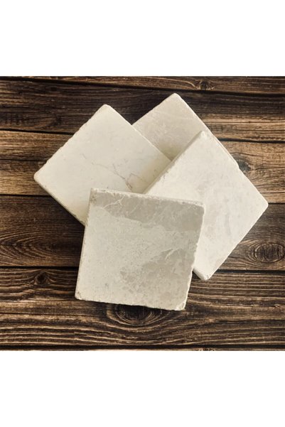 LENA CENTER 4-Piece 1x10x10 Cm Beige Marble Natural Stone Coasters