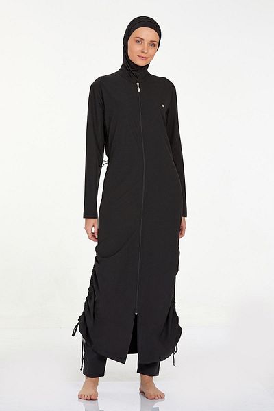 Adasea Plus Size - Μαγιό Hijab από ύφασμα αλεξίπτωτου με ρυθμιζόμενο ύψος με φερμουάρ