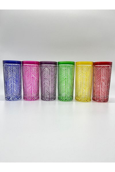 CS Home Design 6-Piece Palm Tree Patterned Soft Drink Glass Set