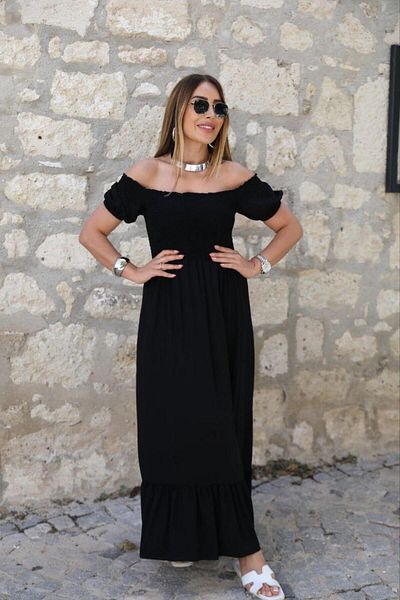 MADAME MELEK Guler Madonna - Rochie cu detaliu cu fante