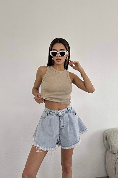 Eka Pantaloni scurți din blugi pentru femei Blue Jean - EKA-0961-8067