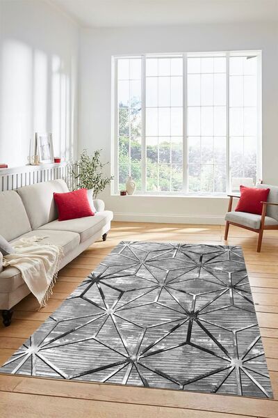 EY HOME 3D Dijital Baskılı Kaymaz Taban Yıkanabilir Modern Yolluk Koridor Mut...