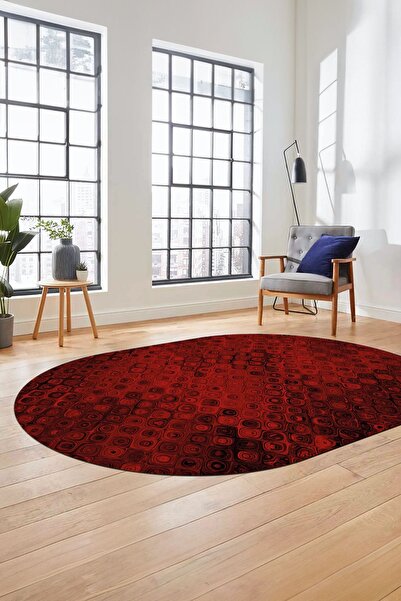 EY HOME 3D Modern Desen Dijital Kaymaz Taban Yıkanabilir Oval Yolluk Mutfak S...
