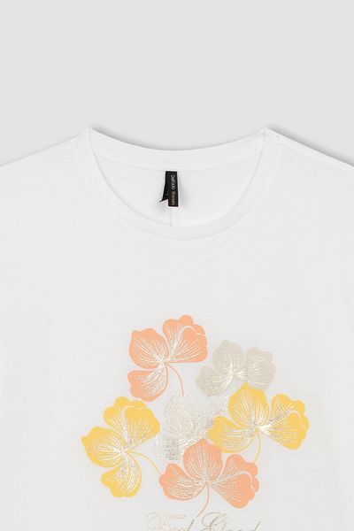 DeFacto Floral Printed Crew Neck Short Sleeve T-Shirt - C9528AX24SM