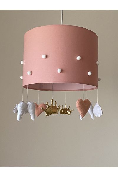 atölye ay ışığı Powder gold pompom baby girl children's room chandelier