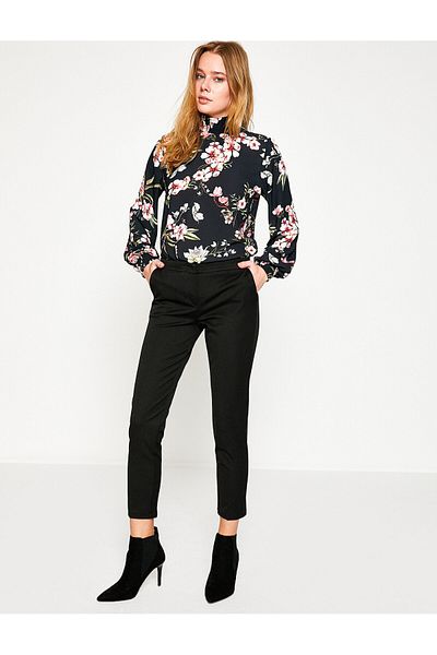 Koton Pantaloni negri de damă 8YAK42813RW