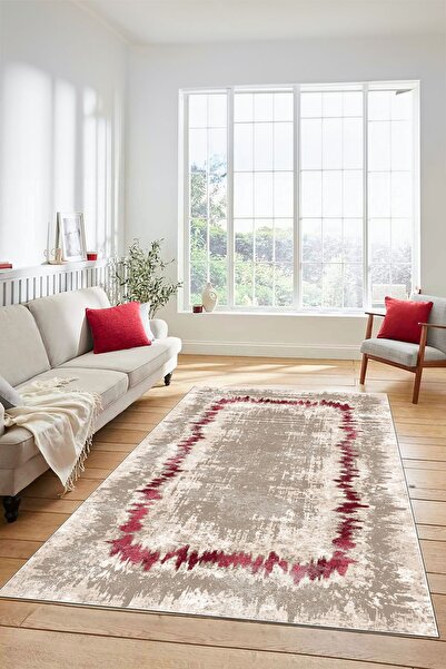 EY HOME Modern Sade Desenli Dijital Kaymaz Taban Yıkanabilir Yolluk Mutfak Sa...