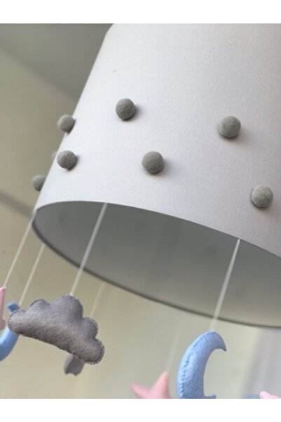 atölye ay ışığı Gri Ponponlu Bebek Çocuk Odası Avize