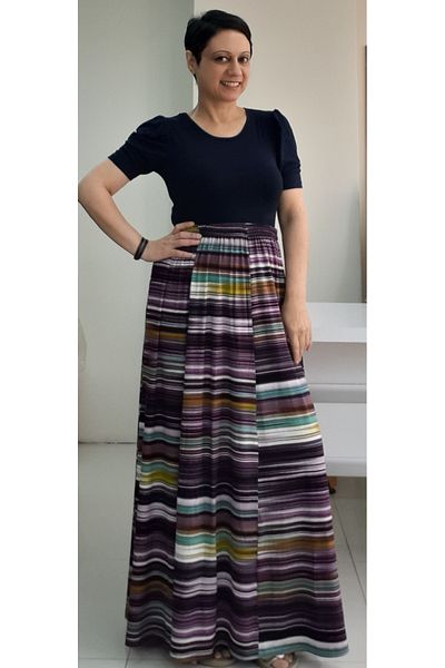 Mertcan Butik Fustă din viscoză cu model prune 6 piese - bumbac pieptanat cu talie elastică