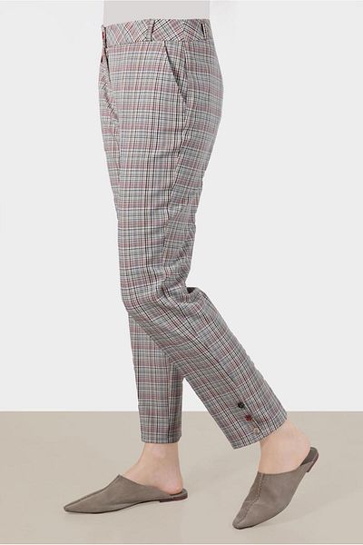 Alvina Plaid Patterned Buttoned Trousers - 70361