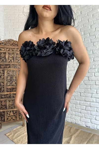 moneta boutique Rochie de damă tricotată cu modele florale