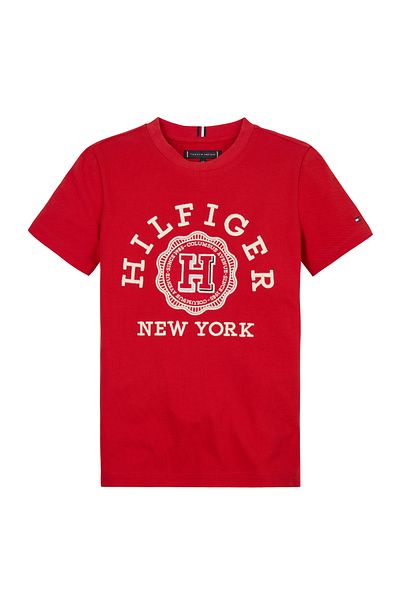 Tommy Hilfiger Printed Men's Red T-Shirt Monotype Arch H Seal Tee S/S