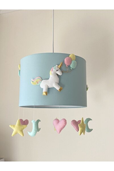 atölye ay ışığı Mint Yeşili Beyaz Unicorn Figürlü Bebek Çocuk Odası Aydınlatma