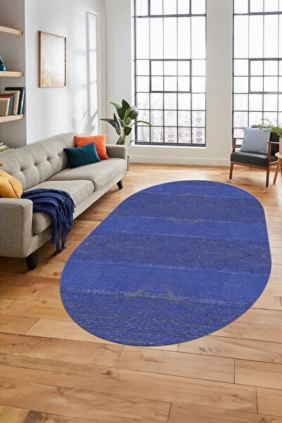 EY HOME Jute Patterned Digital Non-Slip Base Washable Modern Oval Runner Hall...