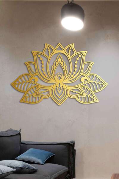 ABCPANO Metal Lotus Çiçeği Mandala Tablosu Dekoratif Ev Tablo Dekor Modern Çiçek Duvar Süsü Yoga Resim Pano