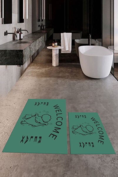 EY HOME Set de covorașe de baie digital cu imprimeu modern, lavabil, anti-alu...