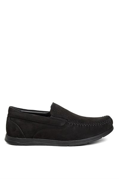 Ayakkabı Fuarı Elit 24YNbl1050N - Ανδρικά μαύρα παπούτσια casual από γνήσιο δέρμα