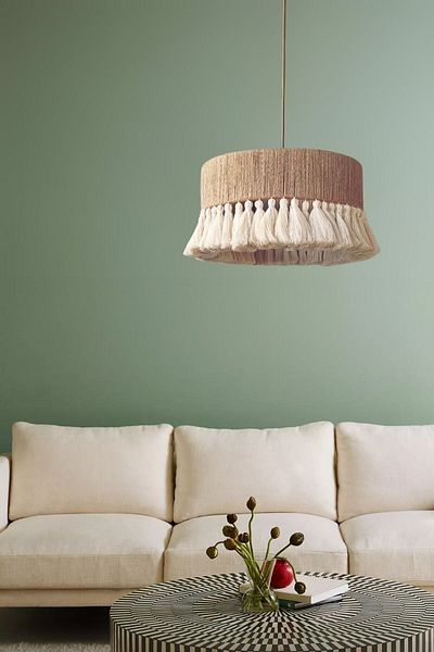JUTUAL DEKOR Bohemian Rustic Chandelier - Wicker Jute Macrame with Tassels Jd100