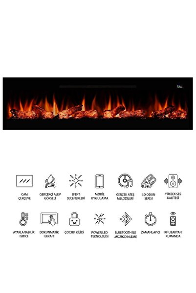 ZAYA Pagla 240cm Sınırsız Renkli Isıtmalı Elektrikli Şömine