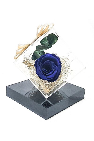 çiçekseli Floare cadou pentru decorarea mesei, albastru rubin, trandafir care nu se decolorează, eucalipt