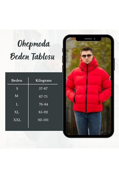 OHEPMODA Мъжко зимно пухено яке - водо- и ветроустойчиво, с качулка и подплата