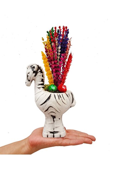 çiçekseli Ceramic Zebra albastru cobalt ıda Lavandă uscată colorată, cadou, figurină decorativă cu flori uscate, decorare pentru masă