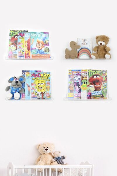 Design trasparente Pleksi Şeffaf Raf / Kitaplık 45cm 4 Adet