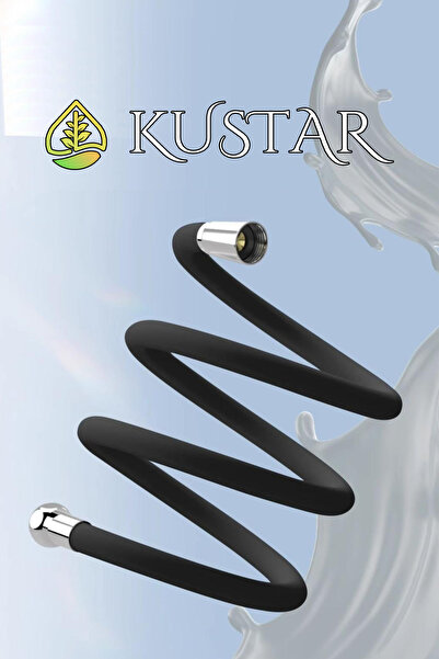 KUSTAR Nano Silikon Patlamaz Yırtılmaz Ezilmez Duş Hortumu 150 cm Siyah Banyo Duş Hortumu