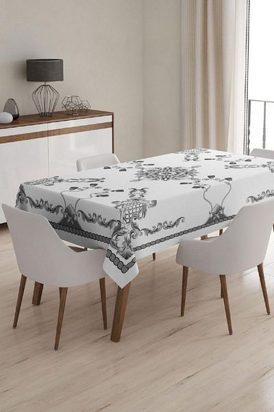 Çt Çeyizci Tekstil Față de masă unică rezistentă la pete 120x150cm imprimată digital și cu model