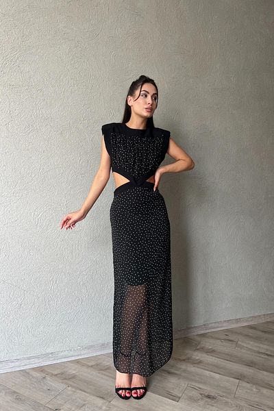 Seda Yalçın Atelier Black Polka Dot Dress - Padded and Window Detailed