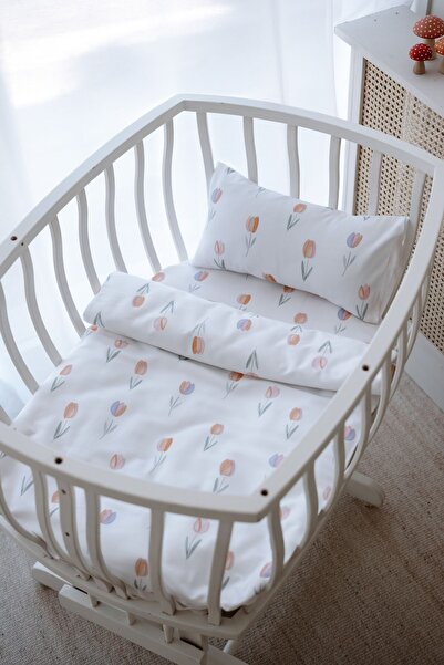 NOU طقم غطاء لحاف عضوي بجانب الأم مع زهور التوليب الملونة (60x100) - توليب ربيعي