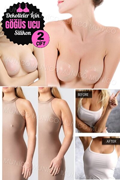 Munico 2 Çift Yumuşak Silikon Yuvarlak Petal Görünmez Göğüs Kapağı Pedi Pasti...