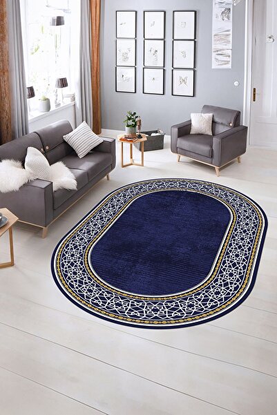 Kilimteks Dijital Kaymaz Taban Yıkanabilir Çerçeveli Oval Yolluk Mutfak Salon...