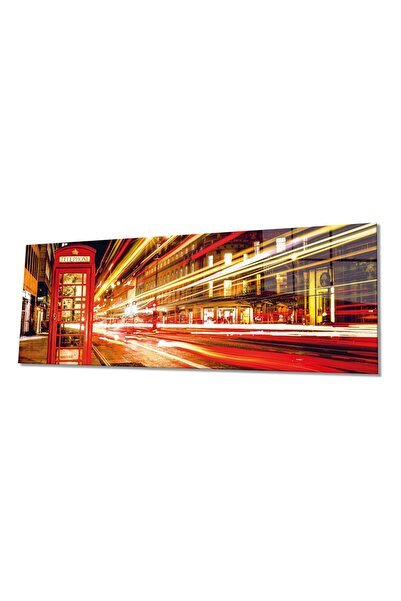 Rosyvien Londra Telefon Kulübesi Panoramik Cam Tablo, Modern Şık Ev Ofis Duvar Dekoru, Hediyelik Temperli Cam