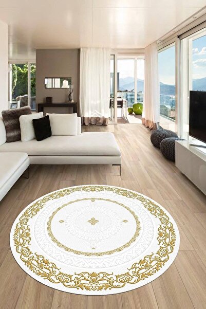 Kilimteks Dijital Baskılı Kaymaz Taban Yıkanabilir Yuvarlak Modern Salon Halı...