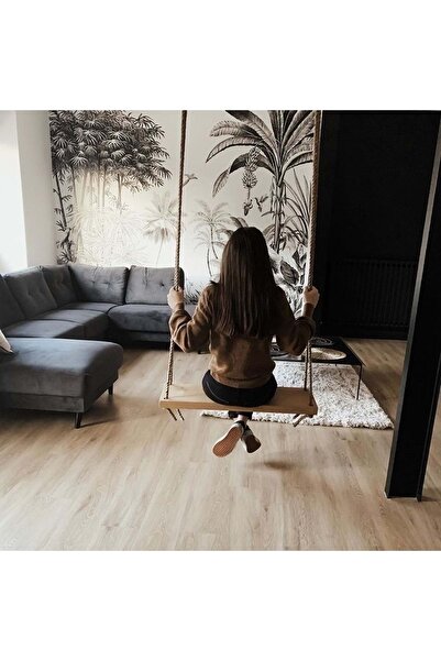 Flaş Group Ahşap Halatlı Salıncak Masif Halatlı Salıncak Halatlı Salıncak Bahçe Salıncağı Balkon Salıncak