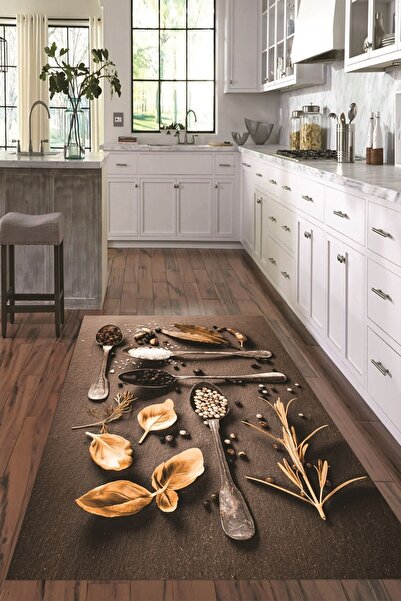 Kilimteks 3D Dijital Baskılı Kaymaz Taban Yıkanabilir Renkli Modern Mutfak Ha...