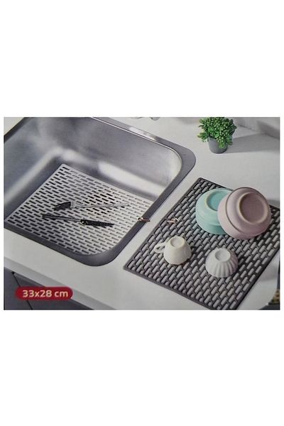 stilsenin34 Rectangular Silicone Sink Cooler Mat 33x28 Cm Anthracite Color 1 Piece