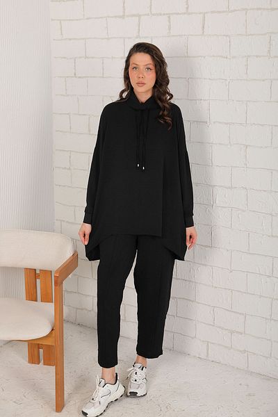 Melike Tatar Black Tunic Basic Set - 32-2207