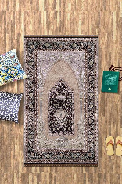 Kilimteks Digital Printed Non-Slip Washable (70x130) Gift Prayer Prayer Rug, N-SECCADE-33-BROWN,