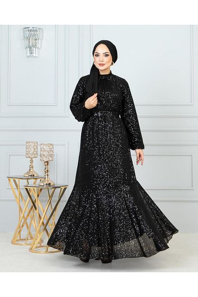Abay Sequined Evening Dress